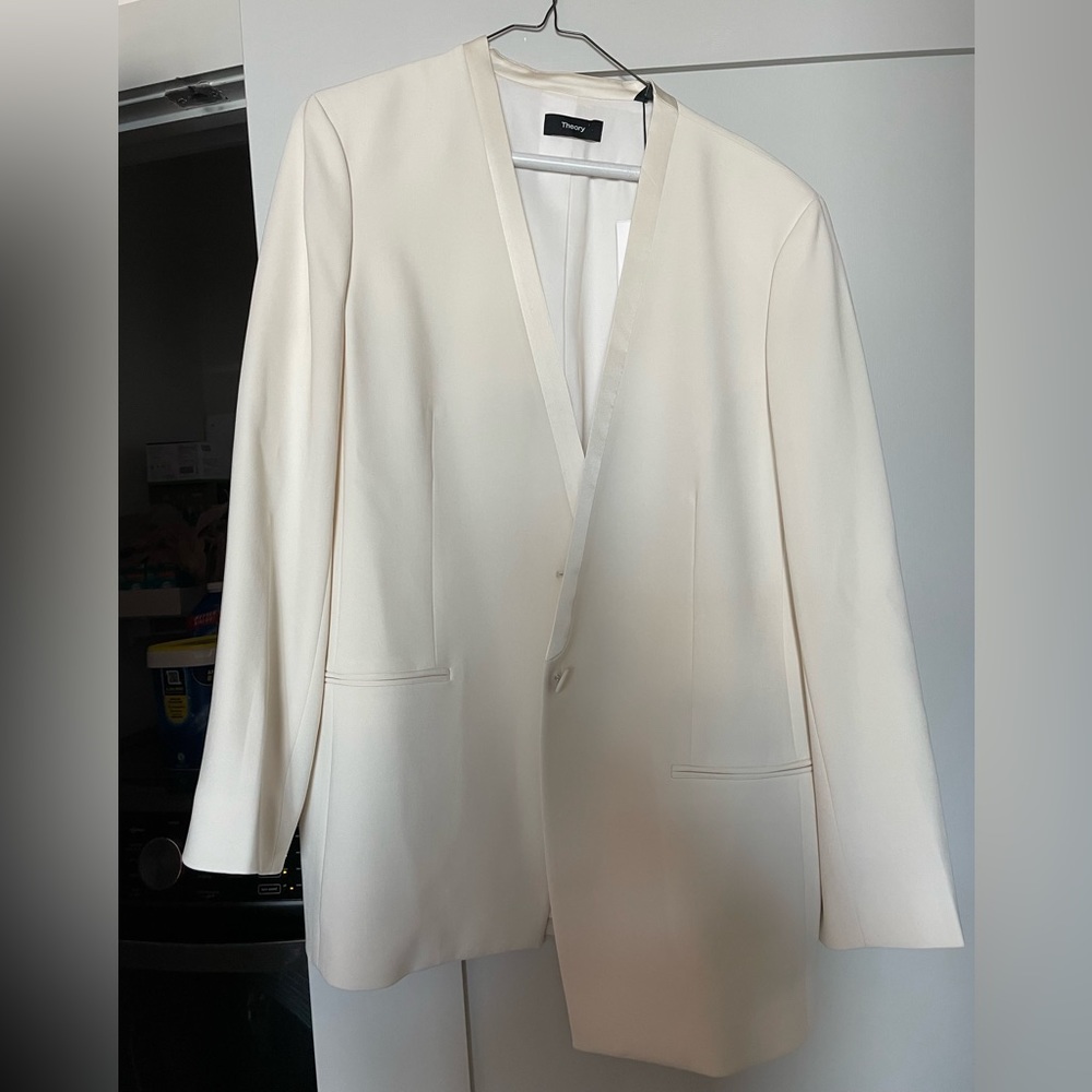 Theory ivory tuxedo jacket